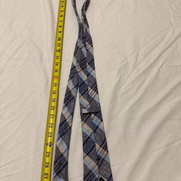 Cremieux NeckTie Blue Plaid 100% Silk Made in Italy - Picture 2 of 3